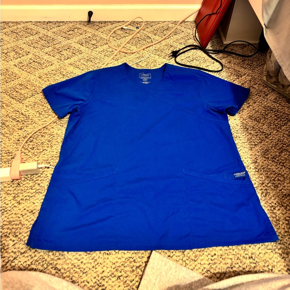 Cherokee royal blue scrub top